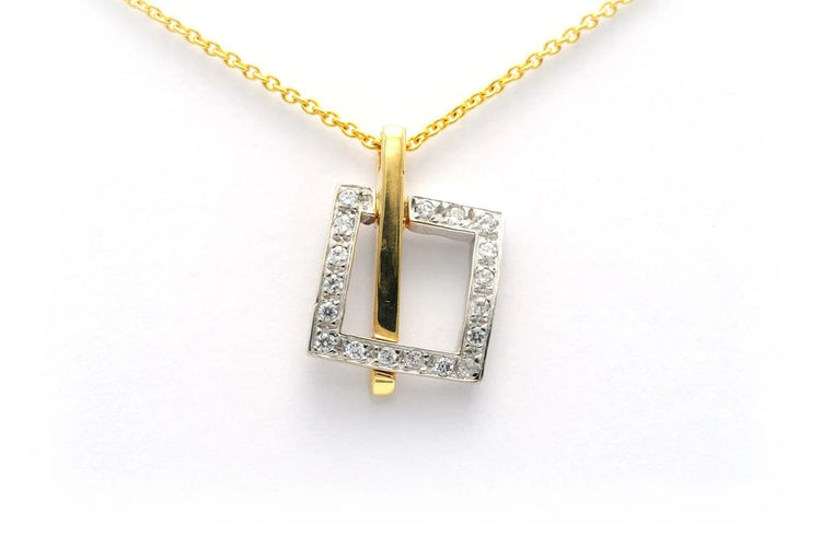 Pendentif Pendentif contemporain en or jaune et or blanc serti de diamants 58 Facettes B385