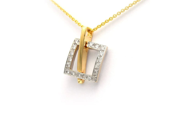 Pendentif Pendentif contemporain en or jaune et or blanc serti de diamants 58 Facettes B385