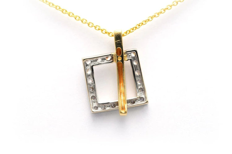 Pendentif Pendentif contemporain en or jaune et or blanc serti de diamants 58 Facettes B385