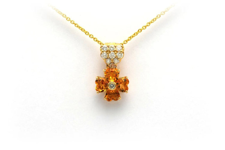Pendentif Pendentif contemporain en or jaune 18 carats serti de citrines et diamants 58 Facettes 21040