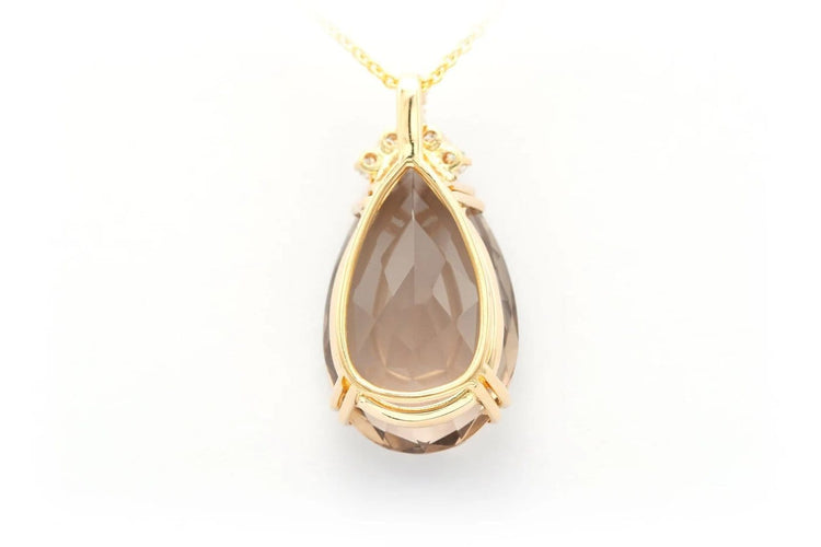 Pendentif Pendentif contemporain en or jaune 18 carats, quartz fumé et diamants 58 Facettes 22322