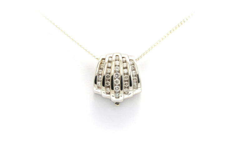 Pendentif Pendentif contemporain en or blanc 14 carats serti de diamants 58 Facettes B574