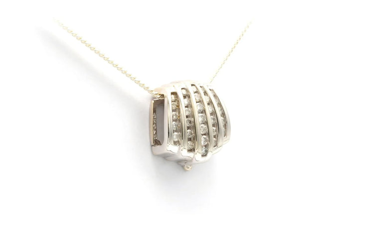 Pendentif Pendentif contemporain en or blanc 14 carats serti de diamants 58 Facettes B574