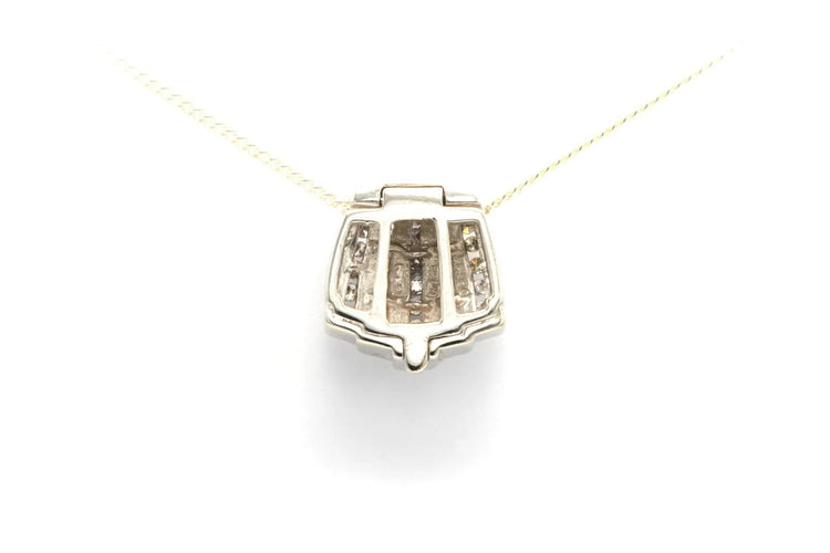 Pendentif Pendentif contemporain en or blanc 14 carats serti de diamants 58 Facettes B574