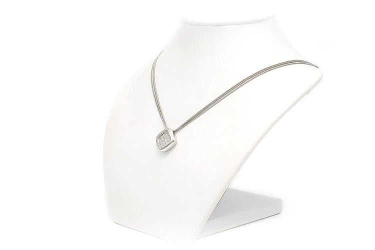 Collier Collier contemporain en or blanc 18 carats serti de diamants taille brillant 0,62 ct 58 Facettes 22336