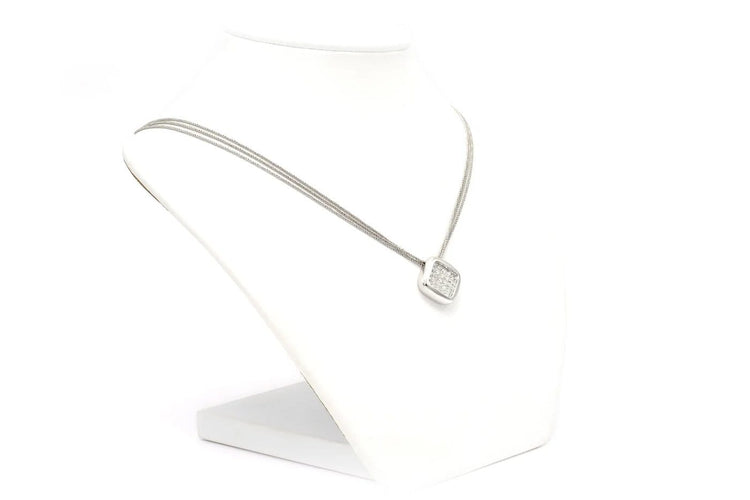 Collier Collier contemporain en or blanc 18 carats serti de diamants taille brillant 0,62 ct 58 Facettes 22336