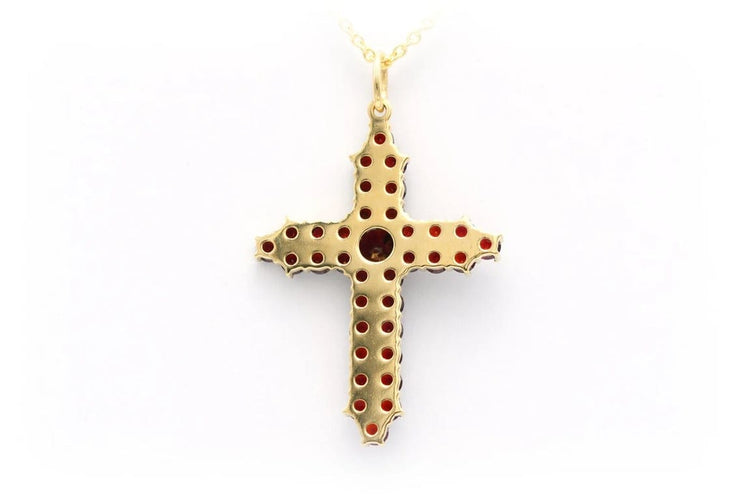 Pendentif Pendentif années 50 en or jaune 18 carats serti de grenats 58 Facettes B551