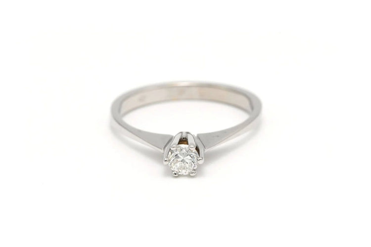 Bague 56 Solitaire années 70 - Bague en or blanc 18 carats et diamant 58 Facettes 22907