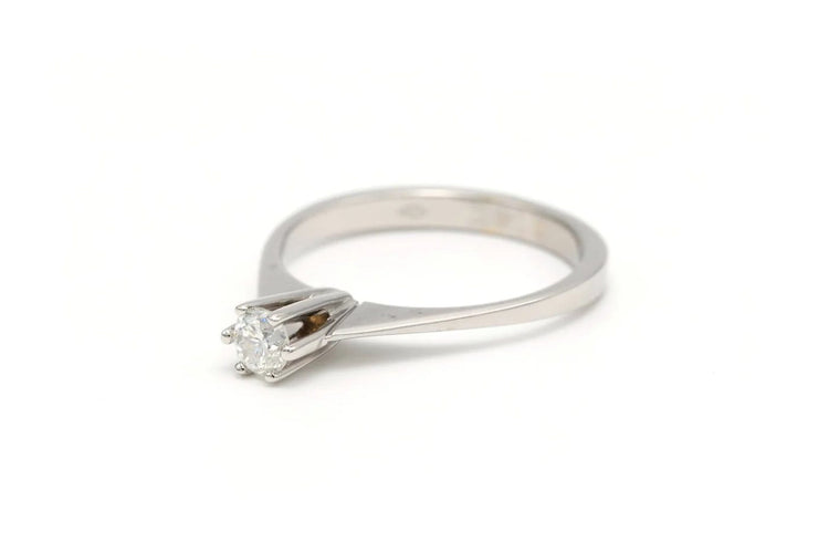 Bague 56 Solitaire années 70 - Bague en or blanc 18 carats et diamant 58 Facettes 22907