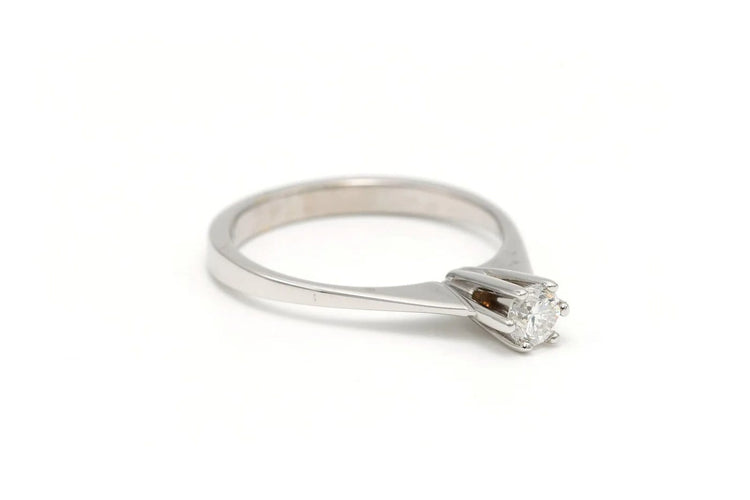Bague 56 Solitaire années 70 - Bague en or blanc 18 carats et diamant 58 Facettes 22907