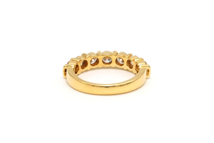 Bague 53 Alliance demi-américaine contemporaine en or jaune et diamants 58 Facettes 22349