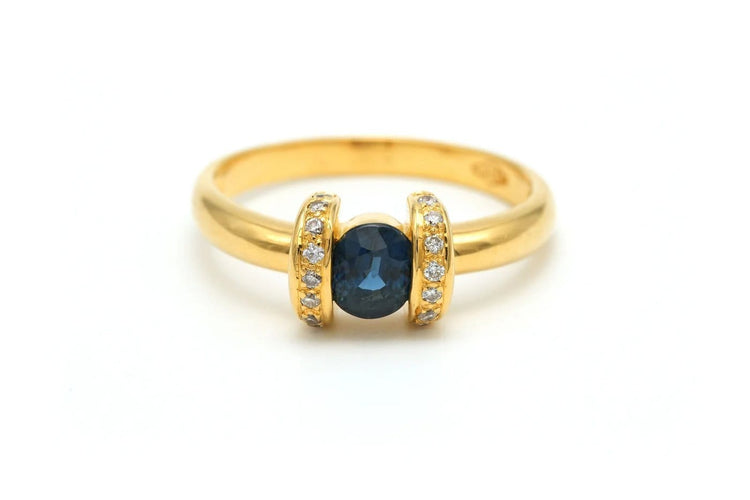 Bague 59 Bague années 70 en or jaune, saphir et diamants 58 Facettes 19774