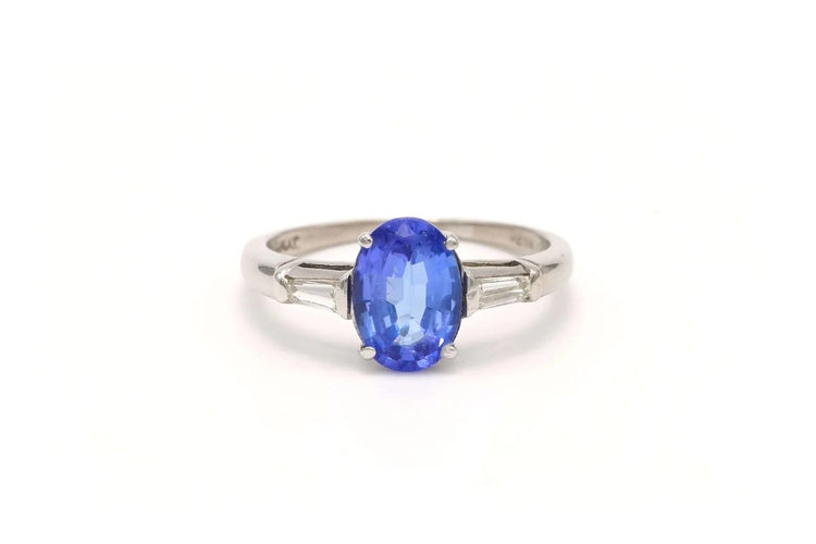 Bague 53 Bague contemporaine en platine avec tanzanite et diamants 58 Facettes 22184
