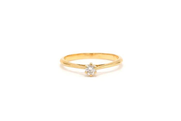 Bague 51 Solitaire - Bague en or jaune 18 carats et diamant taille brillant 0,1 ct 58 Facettes 21754