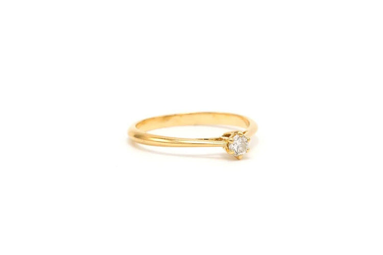 Bague 51 Solitaire - Bague en or jaune 18 carats et diamant taille brillant 0,1 ct 58 Facettes 21754