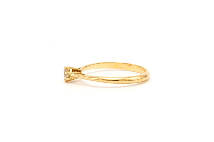 Bague 51 Solitaire - Bague en or jaune 18 carats et diamant taille brillant 0,1 ct 58 Facettes 21754