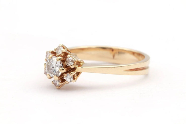 Bague 54 Bague contemporaine en or jaune 18 carats sertie de diamants (0,48 ct) 58 Facettes 23065