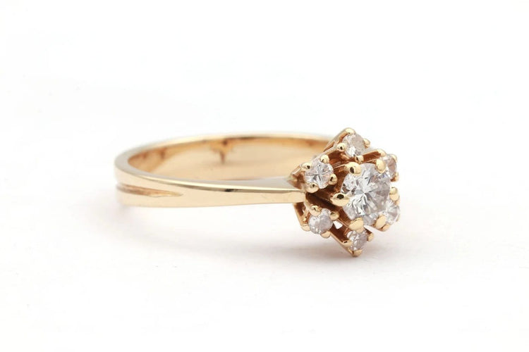 Bague 54 Bague contemporaine en or jaune 18 carats sertie de diamants (0,48 ct) 58 Facettes 23065