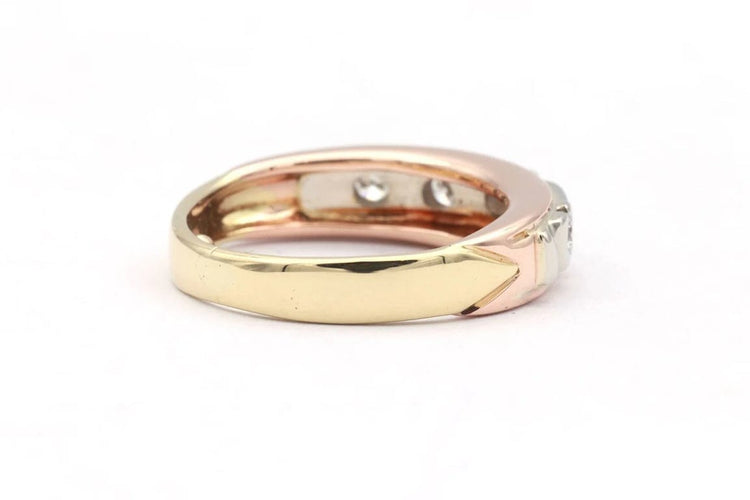 Bague 47 Alliance demi-américaine - Bague en or jaune, blanc et rose 18 carats et diamants 58 Facettes 19455