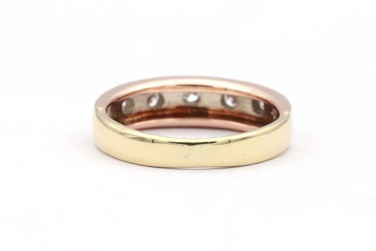 Bague 47 Alliance demi-américaine en or tricolore 18 carats et diamants (0,20 ct) 58 Facettes 19455