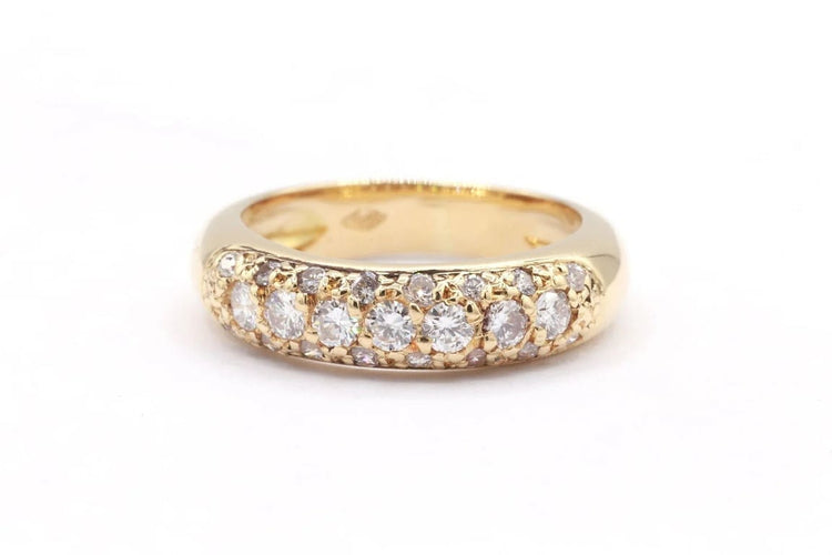 Bague 49 Alliance demi-américaine - Bague en or jaune 18 carats et diamants 58 Facettes 19451