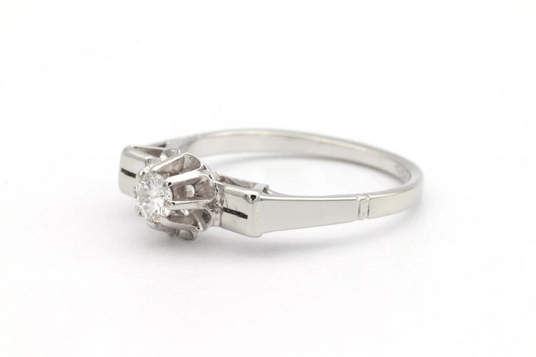 Bague 51 Bague Art déco en or blanc 18 carats sertie d’un diamant 58 Facettes 22911