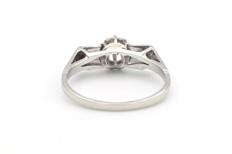 Bague 51 Bague Art déco en or blanc 18 carats sertie d’un diamant 58 Facettes 22911