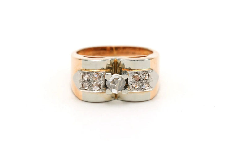 Bague 52 Bague Art déco en or blanc et jaune 18 carats et diamants 58 Facettes 22550