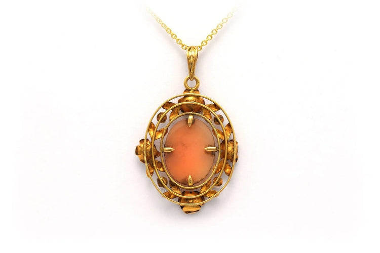 Pendentif Art Nouveau - Pendentif en or jaune 18 carats, perles et camée 58 Facettes 22291