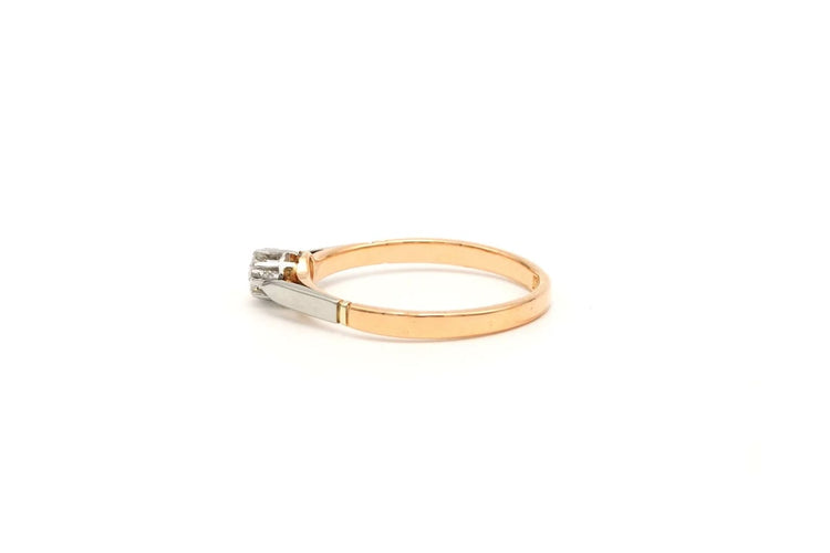 Bague 52 Bague Art déco en or jaune et blanc 18 carats sertie d’un diamant 58 Facettes 22565