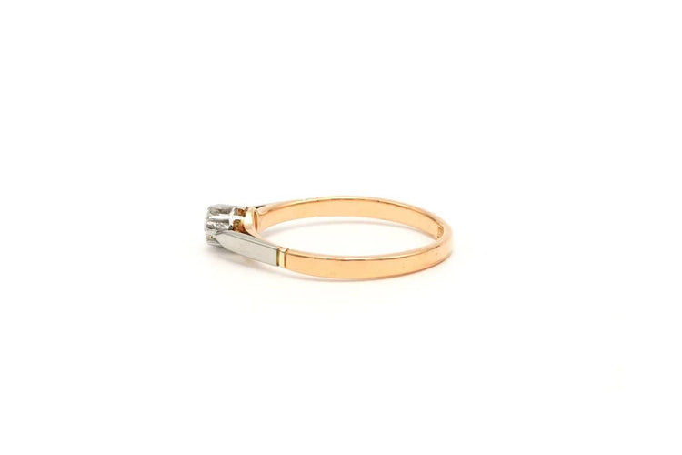 Bague 52 Bague Art déco en or jaune et blanc 18 carats sertie d’un diamant 58 Facettes 22565