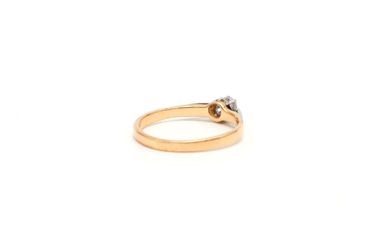 Bague 52 Bague Art déco en or jaune et blanc 18 carats sertie d’un diamant 58 Facettes 22565