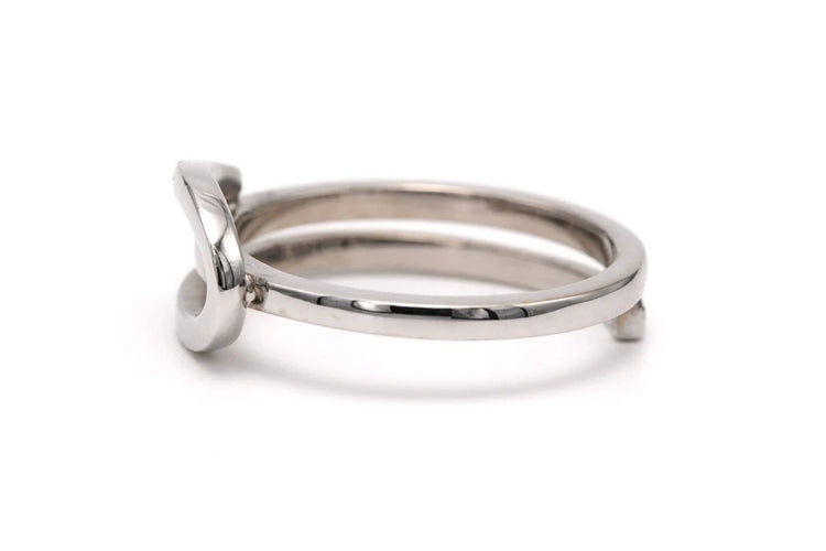 Bague 54 Bague contemporaine en or blanc 18 carats sertie de diamants 58 Facettes B755