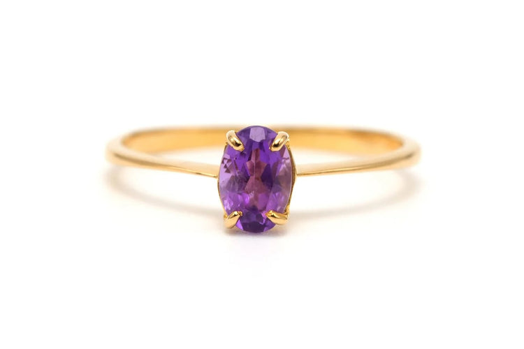 Bague 52 Bague contemporaine en or jaune 18 carats sertie d’une améthyste 58 Facettes B784