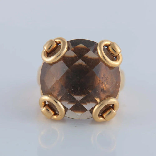 Bague 53 Gucci - Bague en or jaune 750 ornée d’un quartz fumé 58 Facettes