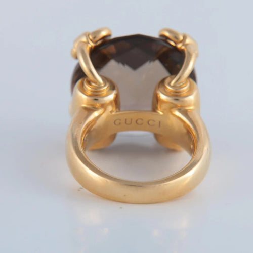 Bague 53 Gucci - Bague en or jaune 750 ornée d’un quartz fumé 58 Facettes
