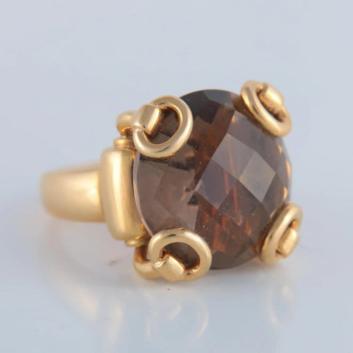 Bague 53 Gucci - Bague en or jaune 750 ornée d’un quartz fumé 58 Facettes