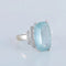 Bague 54 Bague en or blanc 18K avec aigue-marine et diamants 58 Facettes