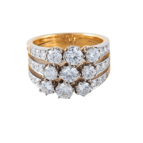 Bague 53 Bague trois rangs en or jaune 18 ct et diamants 58 Facettes