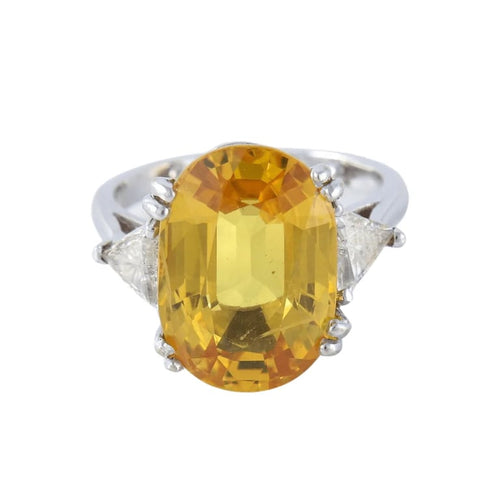 Bague 50 Bague saphir jaune et diamants en or jaune 18 ct 58 Facettes