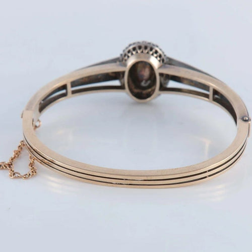 Bracelet Bracelet en or et argent au grenat cabochon et diamants 58 Facettes