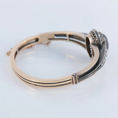 Bracelet Bracelet en or et argent au grenat cabochon et diamants 58 Facettes