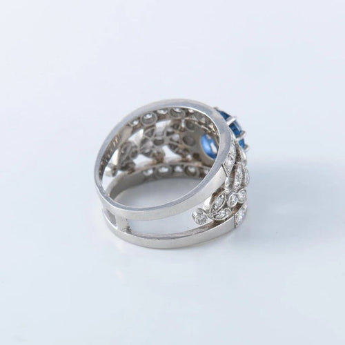 Bague 54.5 Bague bandeau en platine avec saphir et diamants 58 Facettes