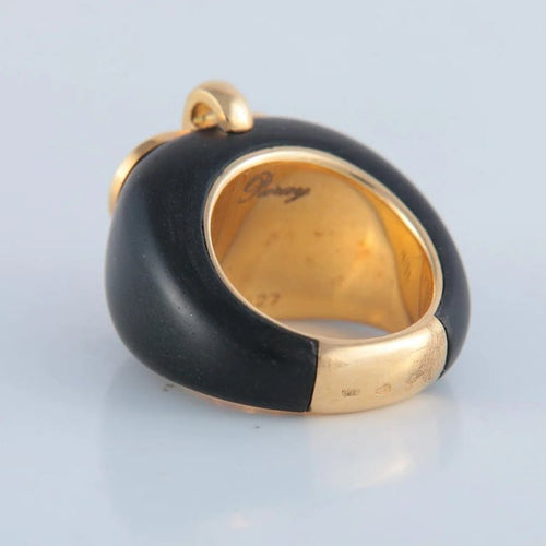 Bague 51 Poiray - Bague en or jaune 18 ct et bois 58 Facettes