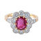 Bague 55 Bague en or jaune 18 ct et platine avec rubis et diamants 58 Facettes