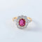 Bague 55 Bague en or jaune 18 ct et platine avec rubis et diamants 58 Facettes