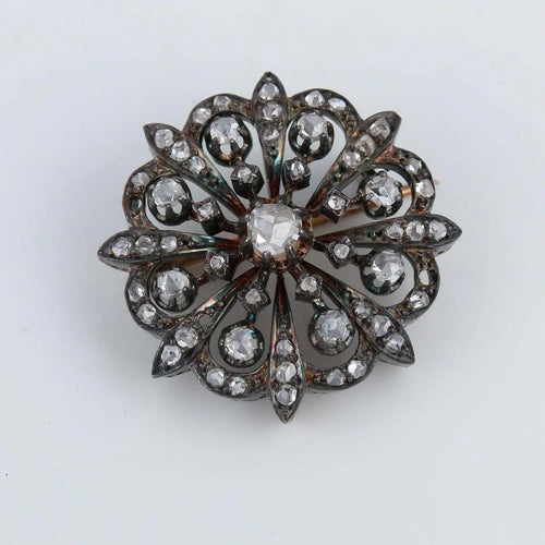 Broche Broche en or 18 ct et argent, époque Napoléon III 58 Facettes