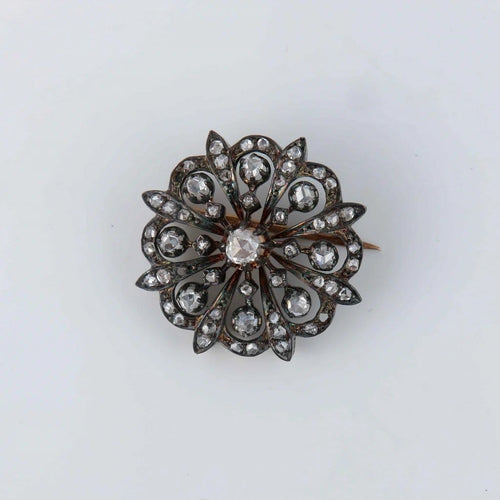 Broche Broche en or 18 ct et argent, époque Napoléon III 58 Facettes