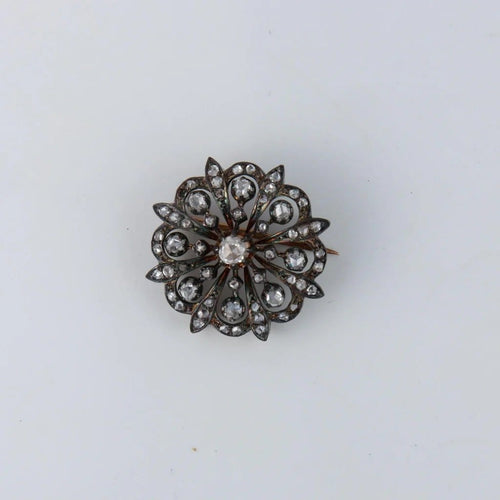 Broche Broche en or 18 ct et argent, époque Napoléon III 58 Facettes