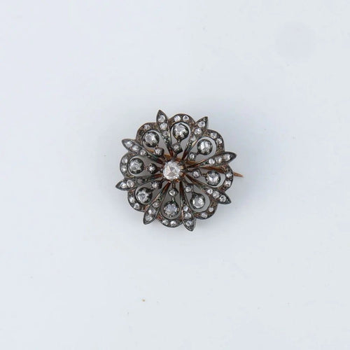 Broche Broche en or 18 ct et argent, époque Napoléon III 58 Facettes